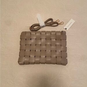 ANTHROPOLOGIE Tan Woven Clutch crossbody purse